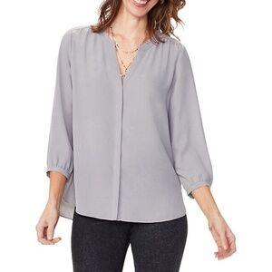 Laundry by Shelli‎ Segal Gray Shirt V Neck Blouse Top Lightweight Size M